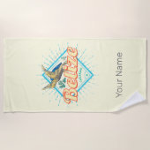 Belize Caraïbische Retro Schildpad Vintage Souveni Strandlaken (Voorkant)