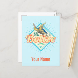 Belize Caribbean Retro Turtle  Souvenir Feestdagenkaart