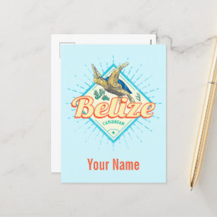 Belize Caribbean Retro Turtle  Souvenir Feestdagenkaart