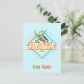 Belize Caribbean Retro Turtle Souvenir Feestdagenkaart (Staand voorkant)