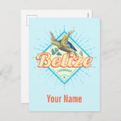 Belize Caribbean Retro Turtle  Souvenir Feestdagenkaart (Voorkant / Achterkant)