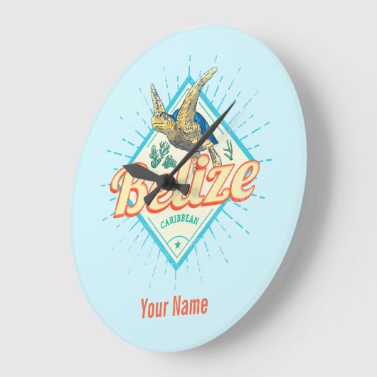 Belize Caribbean Retro Turtle Souvenir Grote Klok (Hoek)