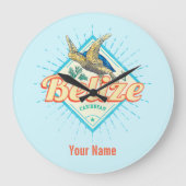 Belize Caribbean Retro Turtle  Souvenir Grote Klok (Voorkant)