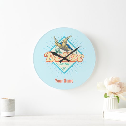 Belize Caribbean Retro Turtle  Souvenir Grote Klok (Huis)