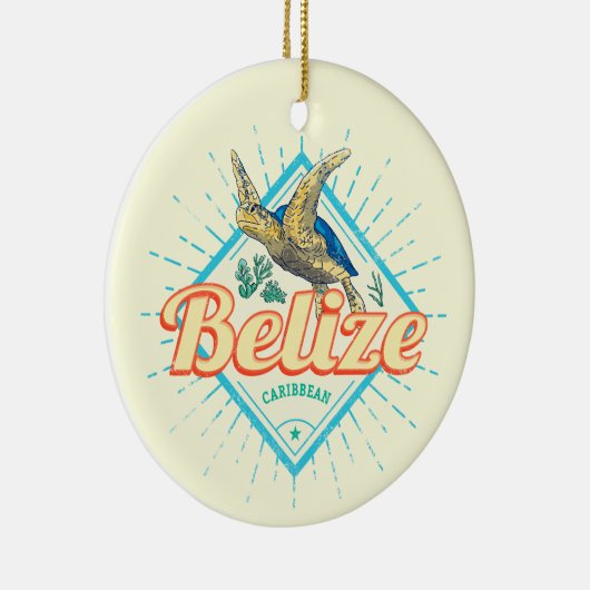 Belize Caribbean Retro Turtle Souvenir Keramisch Ornament (Rechts)