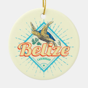 Belize Caribbean Retro Turtle  Souvenir Keramisch Ornament