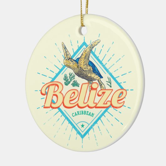Belize Caribbean Retro Turtle  Souvenir Keramisch Ornament (Links)