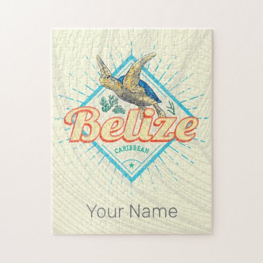Belize Caribbean Retro Turtle  Souvenir Legpuzzel (Verticaal)