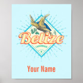 Belize Caribbean Retro Turtle  Souvenir Poster (Voorkant)