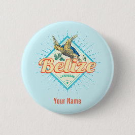 Belize Caribbean Retro Turtle  Souvenir Ronde Button 5,7 Cm