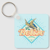 Belize Caribbean Retro Turtle  Souvenir Sleutelhanger (Voorkant)