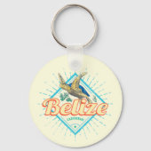 Belize Caribbean Retro Turtle Souvenir Sleutelhanger (Voorkant)