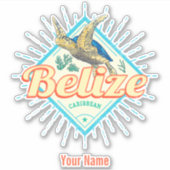 Belize Caribbean Retro Turtle  Souvenir Sticker (Voorkant)