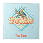 Belize Caribbean Retro Turtle Souvenir Tegeltje (Voorkant)