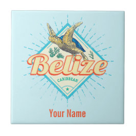 Belize Caribbean Retro Turtle  Souvenir Tegeltje