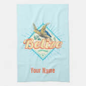 Belize Caribbean Retro Turtle  Souvenir Theedoek (Verticaal)