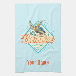 Belize Caribbean Retro Turtle  Souvenir Theedoek
