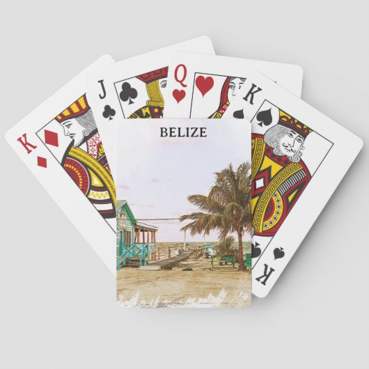 Belize Caribisch strandlandschap Pokerkaarten (Achterkant)