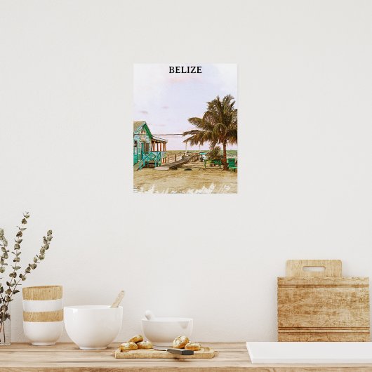 Belize Caribisch strandlandschap Poster (Keuken)