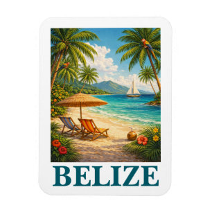 Belize Caribisch Tropisch Vintage Reis Magneet