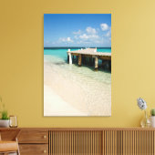 Belize, Caribisch Zee, Goff Caye. Een klein eiland Canvas Afdruk (Insitu (Woonkamer))