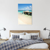 Belize, Caribische Zee, Goff Caye. Een Klein Eilan Canvas Afdruk (Insitu (Slaapkamer))