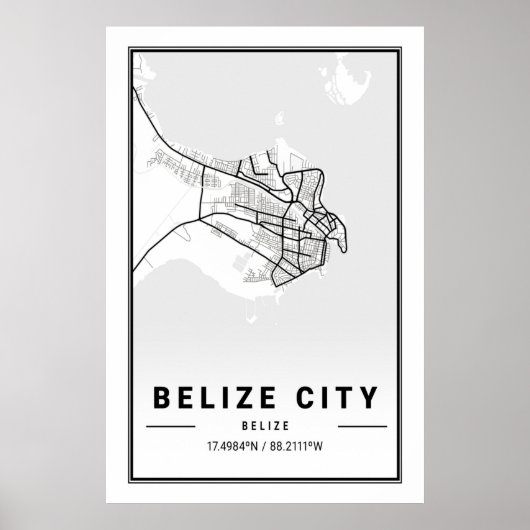 Belize City Belize Cities Travel City Map Poster (Voorkant)