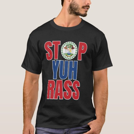 Belize Creole, stop je gras, grappig Belize T-shirt (Voorkant)