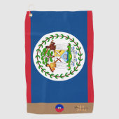 Belize flag & Belize monogrammed Golf Towel Golfhanddoek (Voorkant)