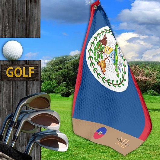 Belize flag & Belize monogrammed Golf Towel Golfhanddoek