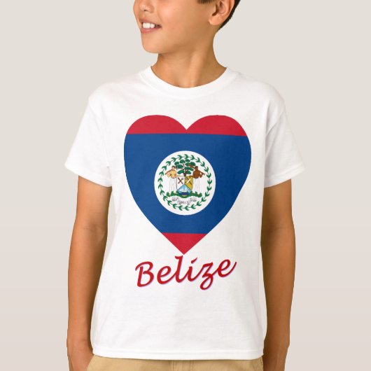 Belize Flag Heart T-shirt (Voorkant)