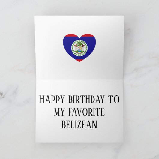 Belize Flag Patriotic Birthday Kaart (Binnen)