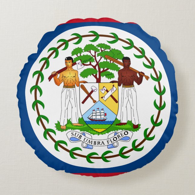 Belize Flag Rond Kussen (Voorkant)