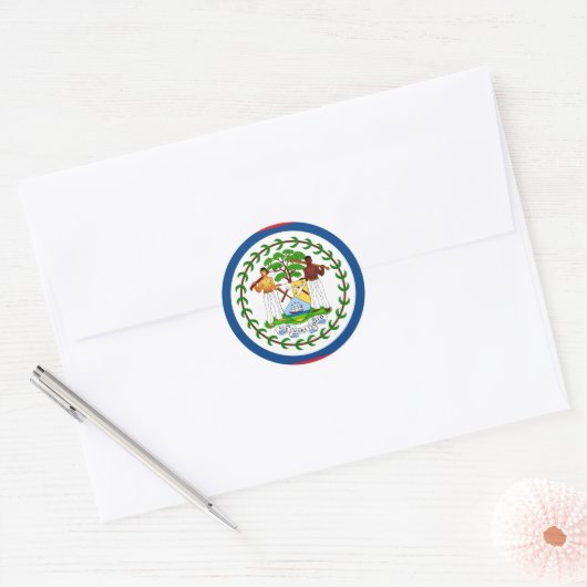 Belize Flag Ronde Sticker (Envelop)