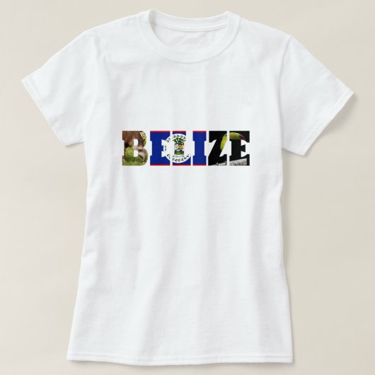 Belize Flag, Tapir & Toucan Bird T-Shirt (Design voorkant)