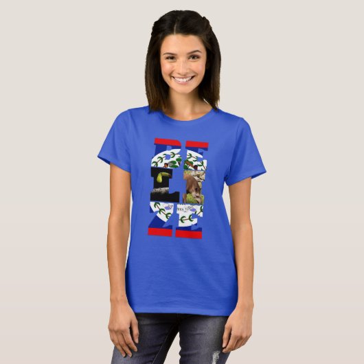 Belize Flag, Tapir & Toucan Bird T-Shirt (Voorkant volledig)