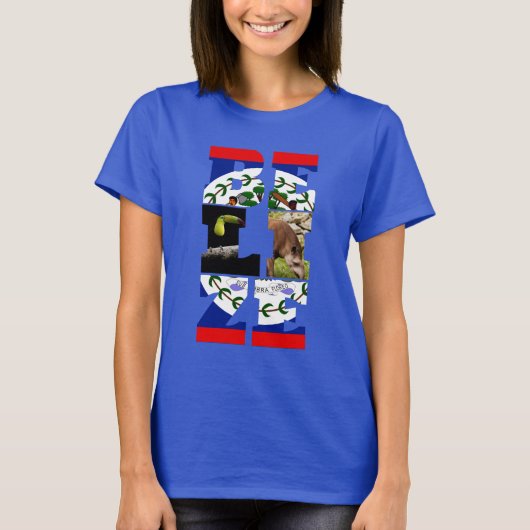 Belize Flag, Tapir & Toucan Bird T-Shirt (Voorkant)