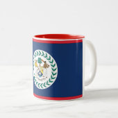 Belize Flag Tweekleurige Koffiemok (Voorkant rechts)