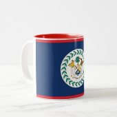 Belize Flag Tweekleurige Koffiemok (Voorkant links)