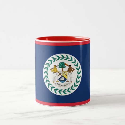 Belize Flag Tweekleurige Koffiemok (Center)