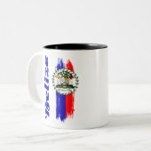 Belize Flag Tweekleurige Koffiemok (Voorkant links)