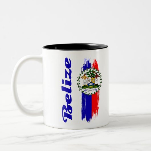 Belize Flag Tweekleurige Koffiemok (Links)