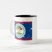Belize Flag Tweekleurige Koffiemok (Voorkant links)