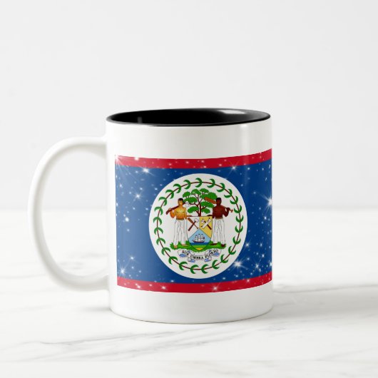 Belize Flag Tweekleurige Koffiemok (Links)