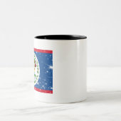Belize Flag Tweekleurige Koffiemok (Center)
