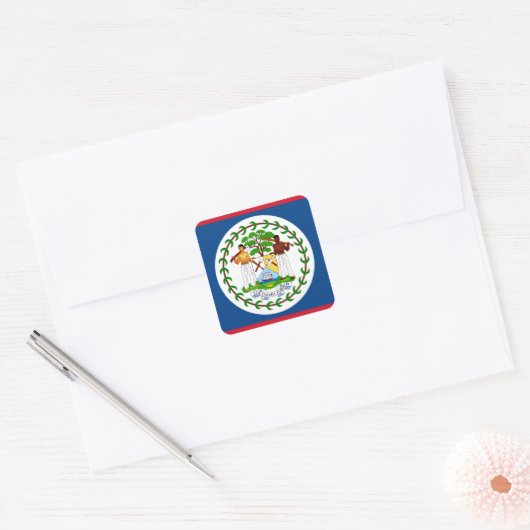 Belize Flag Vierkante Sticker (Envelop)
