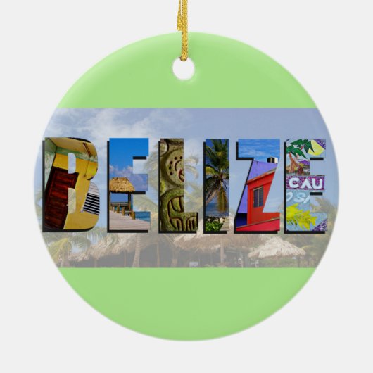 Belize foto's van Tropische Beach Blue Ocean-reize Keramisch Ornament (Achterkant)