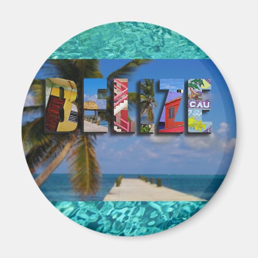 Belize foto's van Tropische Beach Blue Ocean-reize Magneet (Voorkant)