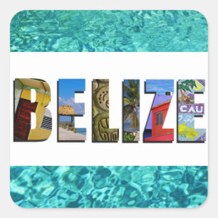 Belize foto's van Tropische Beach Blue Ocean-reize Vierkante Sticker