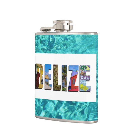 Belize foto's van Tropische Blauwe Oceaan reizen Heupfles (Links)